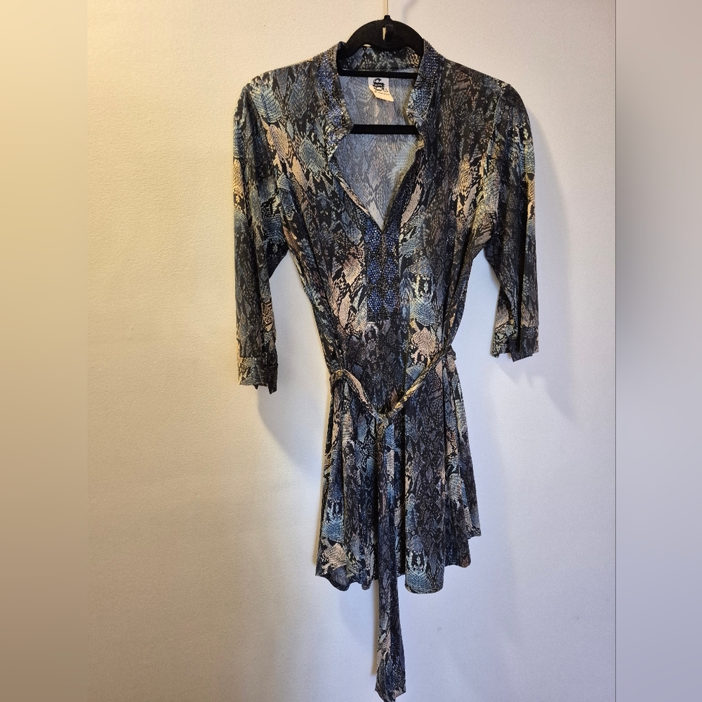 S-twelve Blue and Black Snake Print Dress SZ Large
